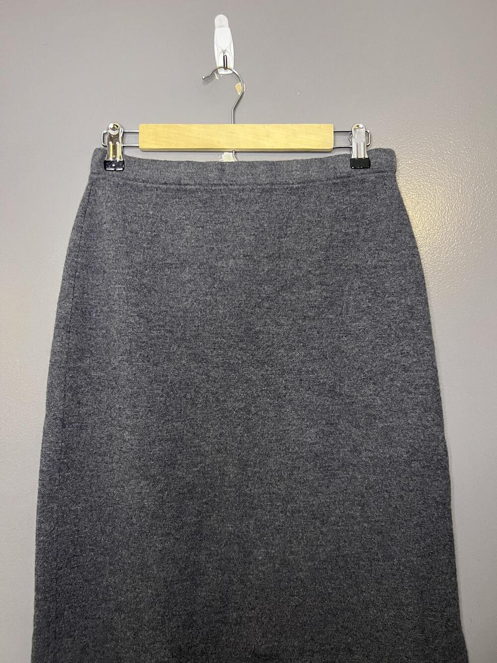 Vintage Anne Klein Merino Wool Skirt Womens Large Gray Knit Long Pencil